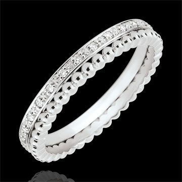 Anillo Flor de Sal - doble vuelta - 13 diamantes - oro blanco 18 quilates
