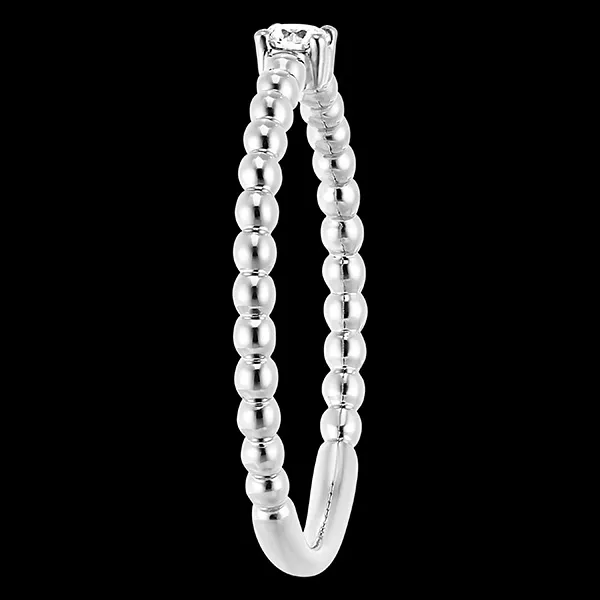 Anillo Flor de Sal - Solitario Burbuja - oro blanco 9 quilates y diamantes