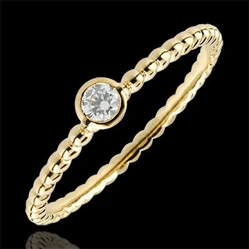 Anillo Solitario Flor de Sal - Un Anillo - oro amarillo 18 quilates - diamante 0. 08 quilates
