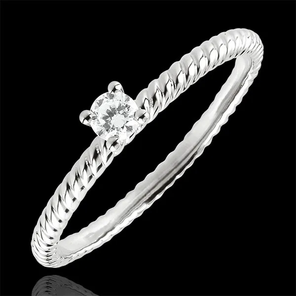 Anillo Solitario Cuerda de Oro - oro blanco 18 quilates