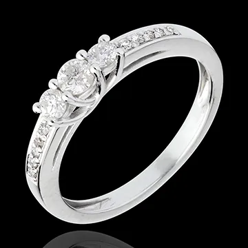 Bague de Fiançailles Or Blanc Trilogie pavée - 0.34 carat - or blanc 18 carats