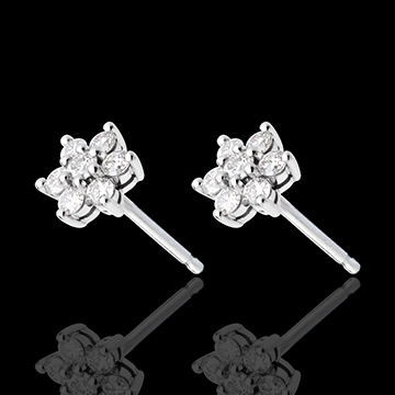 Boucle d'oreilles lotus pavées - 0.33 carats - or blanc 18 carats