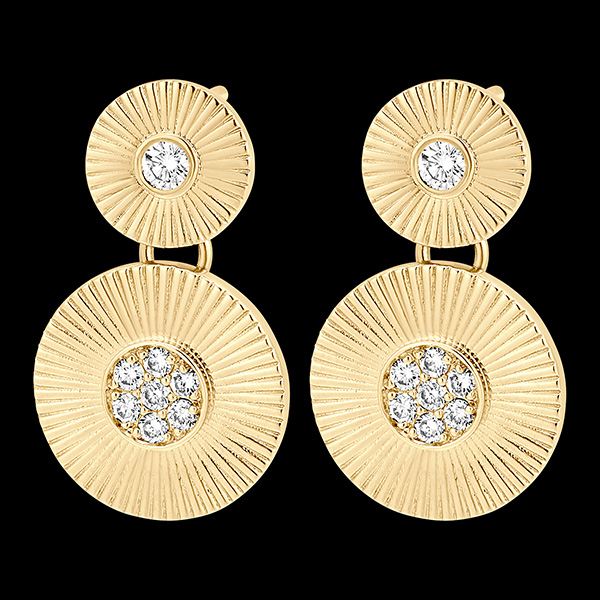Boucles d'Oreilles Fraîcheur - Sol - or jaune 9 carats et diamants