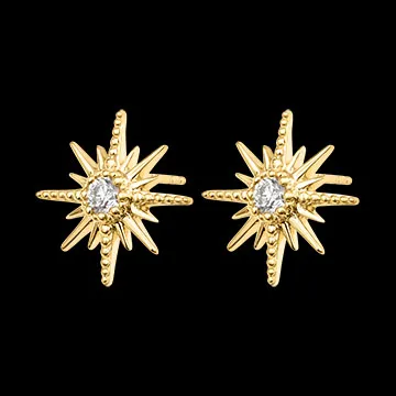 Boucles d’oreilles puces Solarys – Or jaune 9 carats et diamants synthétiques