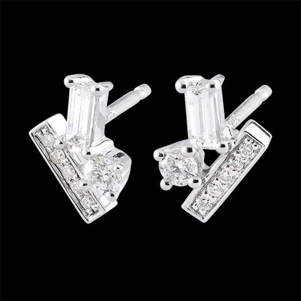 Boucles d'oreilles Diamants givrés - or blanc 9 carats