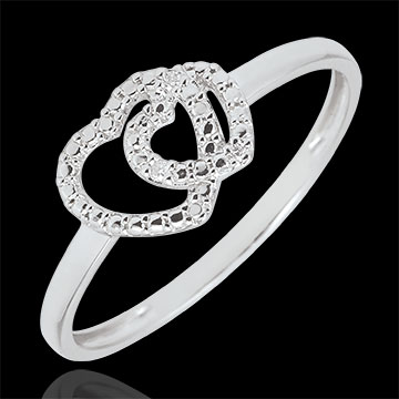 Bague or blanc 9 carats et diamants - Coeurs Complices