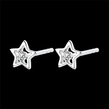 Boucles d'oreilles Abondance - Mon Étoile - or blanc 9 carats et diamants