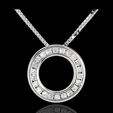 Collier pendule or blanc 18 carats pavée - 22 diamants
