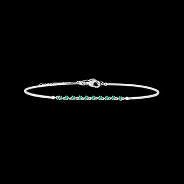 Bracelet Jonc Gracile - or blanc 9 carats et émeraudes