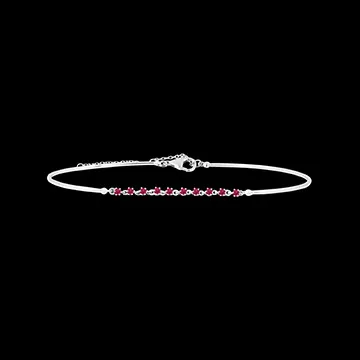 Bracelet Jonc Gracile - or blanc 9 carats et rubis