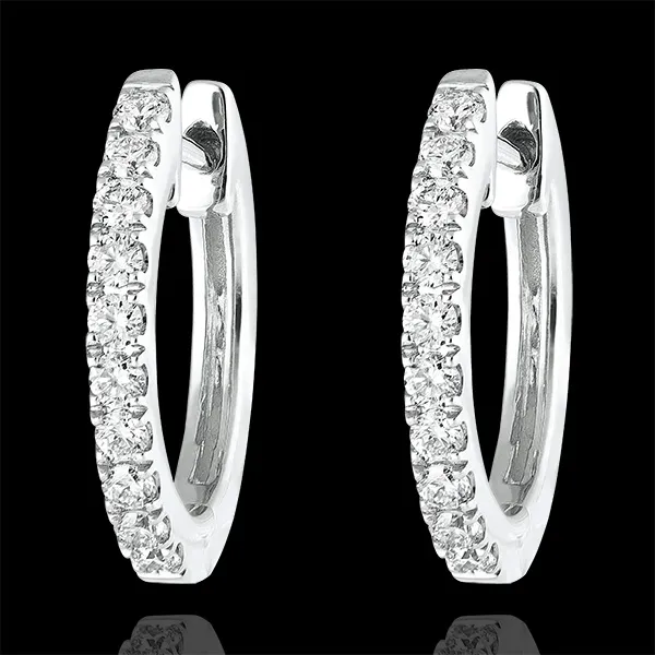 Boucles d'oreilles Créoles semi-pavées Fraîcheur - Éva - or blanc 18 carats et diamants