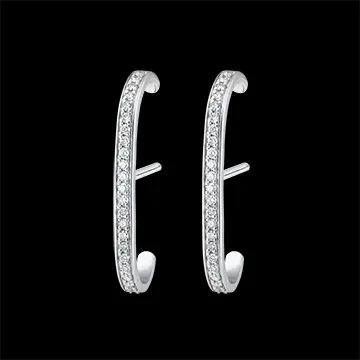 Boucles d'oreilles Puces pavées Fraîcheur - Ellis - or blanc 18 carats et diamants