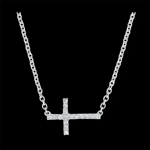 Collier Fraîcheur - Croix - or blanc 18 carats et diamants
