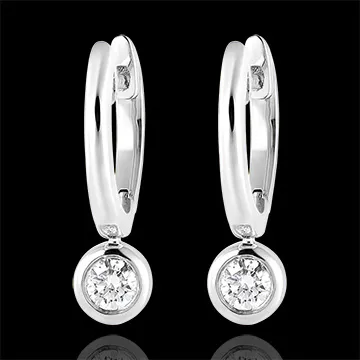 Boucles d'oreilles Créoles Fraîcheur - Éléa - or blanc 9 carats et diamants
