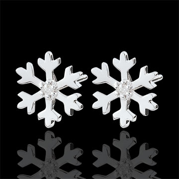 Boucles d'oreilles Flocons givrés - or blanc 9 carats