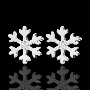Boucles d'oreilles Flocons givrés - or blanc 9 carats