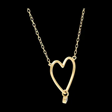 Collier Fraîcheur - Coeur Diamanté - or jaune 18 carats et diamant