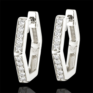 Boucles d'oreilles créoles Fraîcheur - Hexagonia - or blanc 9 carats et diamants