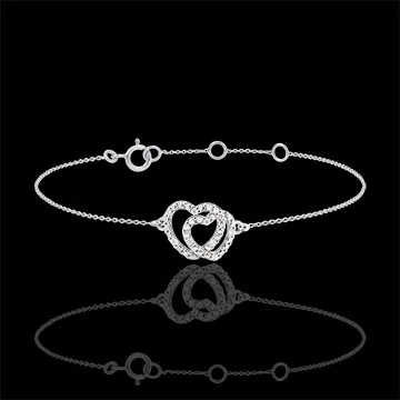 Bracelet or blanc 9 carats et diamants - Coeurs Complices