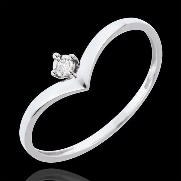 Bague Solitaire Écrin Précieux - diamant 0.01 carat - or blanc 18 carats