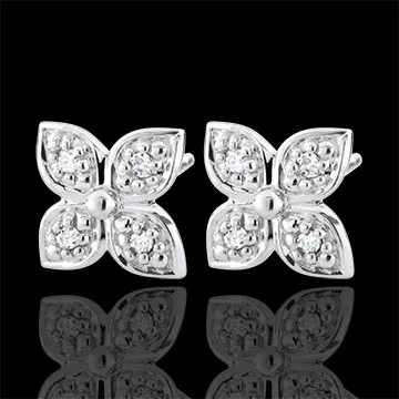 Boucles d'oreilles Fleur d'éternité - 8 diamants - or blanc 9 carats