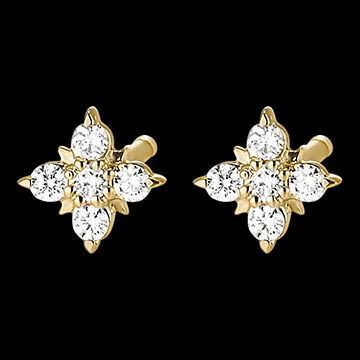 Boucles d'oreilles Fraîcheur - Pétales précieuses - or jaune 9 carats et diamants