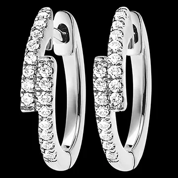 Boucles d'oreilles Fraîcheur - Créoles asymétriques Alba - or blanc 9 carats et diamants