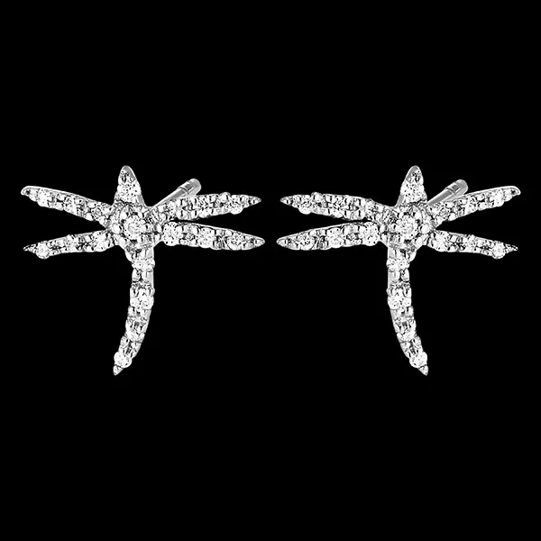 Boucles d'oreilles Fraîcheur - Libellula - or blanc 18 carats et diamants