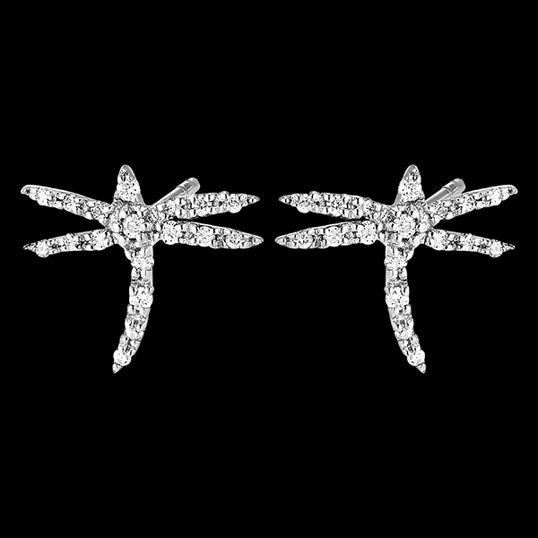 Boucles d'oreilles Fraîcheur - Libellula - or blanc 18 carats et diamants