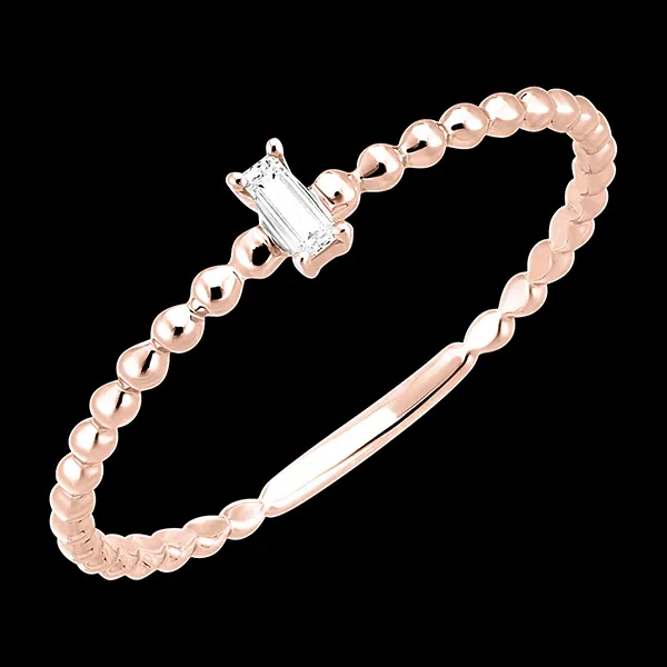 Bague Fraîcheur - Solitaire Bulle Emeraude - or rose 18 carats et diamant