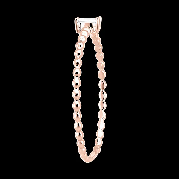 Bague Fraîcheur - Solitaire Bulle Emeraude - or rose 18 carats et diamant