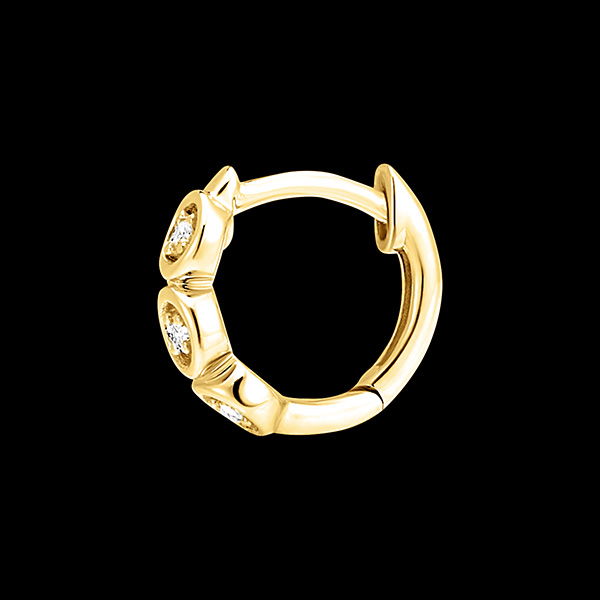 Créoles Fraîcheur - Trio Diamants - or jaune 9 carats et diamants