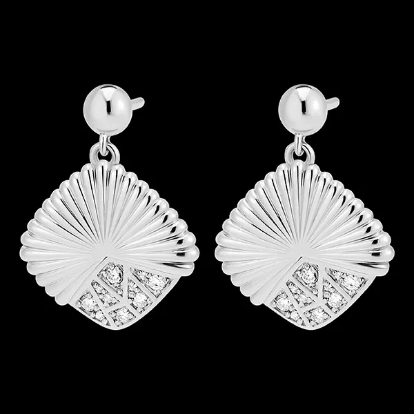 Boucles d'Oreilles Fraîcheur - Mare - or blanc 18 carats et diamants