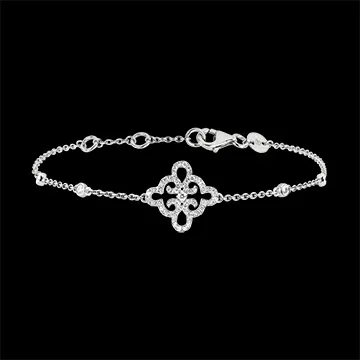 Bracelet Fraicheur - Fleur - or blanc 9 carats et diamants