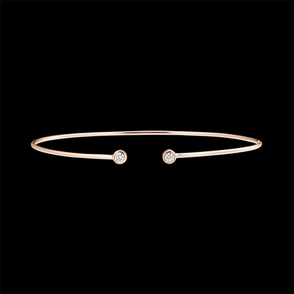 Freshness Open Bangle Bracelet - You & I - pink gold 9 carats and diamonds