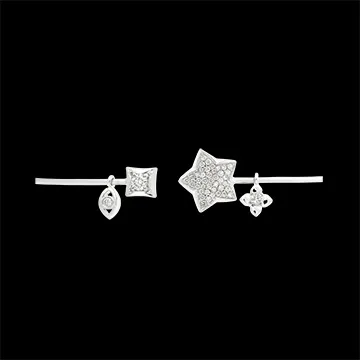 Freshness Open Bangle Bracelet - Lucky Star - white gold 9 carats and diamonds