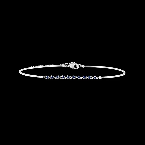 Bracelet Jonc Gracile - or blanc 18 carats et saphirs