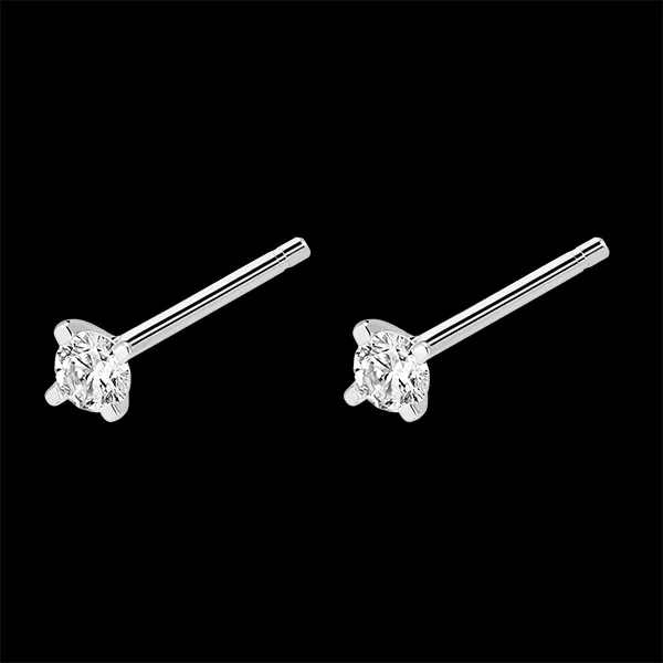 Boucles d'oreilles diamants Fraîcheur - Éclat - puces or blanc 9 carats et diamants