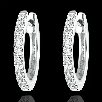 Boucles d'oreilles Créoles semi-pavées Fraîcheur - Éva - or blanc 9 carats et diamants