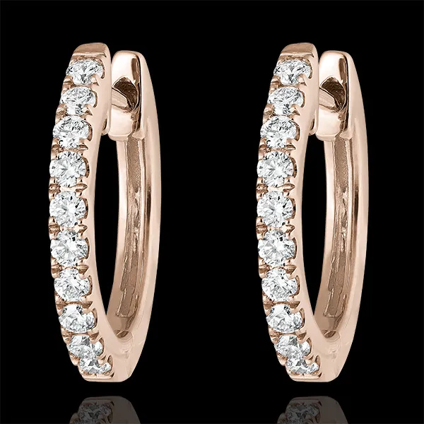 Freshness semi-paved hoop earrings - Eva - pink gold 18 carats and diamonds