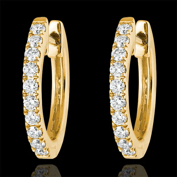 Freshness semi-paved hoop earrings - Eva - yellow gold 18 carats and diamonds