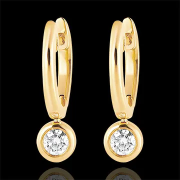 Boucles d'oreilles Créoles Fraîcheur - Éléa - or jaune 9 carats et diamants