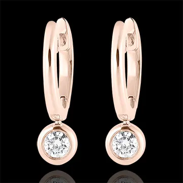 Boucles d'oreilles Créoles Fraîcheur - Éléa - or rose 9 carats et diamants