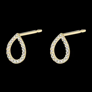 Boucles d'Oreilles Puces Fraîcheur - Alphée - or jaune 9 carats et diamants 