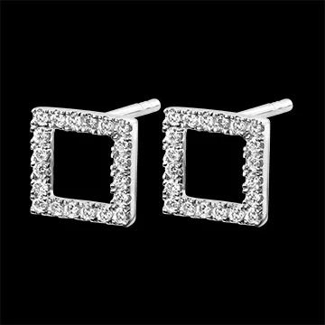 Boucles d'Oreilles Abondance - Cadre enchanté - or blanc 9 carats et diamants