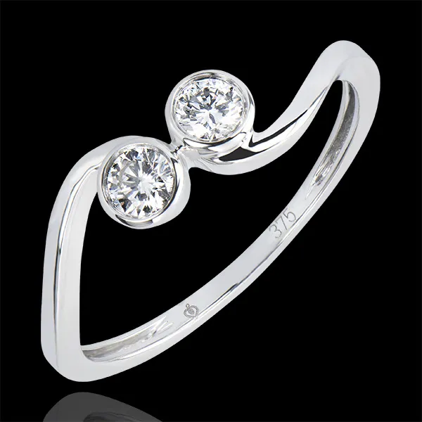 Bague Abondance - Duetto - or blanc 9 carats et diamants