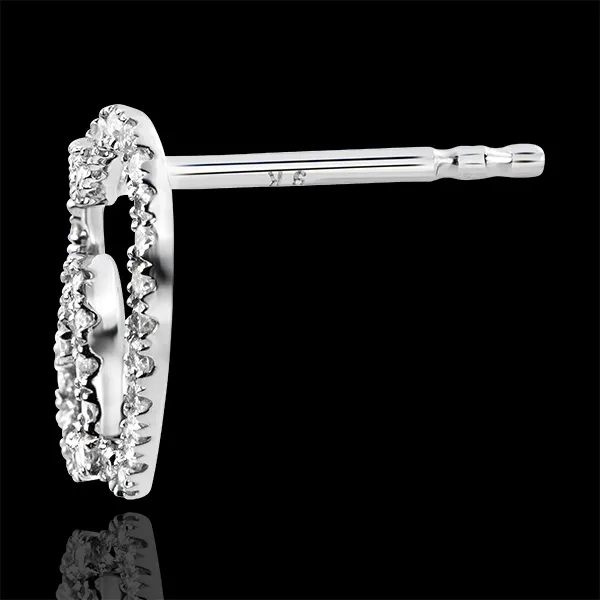 Boucles d'Oreilles Abondance - Double Coeur - or blanc 9 carats et diamants