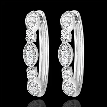 Boucles d'oreilles Créoles Fraîcheur - Petites Pampilles - or blanc 18 carats et diamants