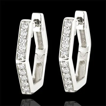 Boucles d'oreilles créoles Fraîcheur - Hexagonia - or blanc 9 carats et diamants