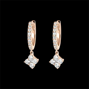 Boucles d'oreilles Créoles semi-pavées Fraîcheur - Dina - or rose 9 carats et diamants